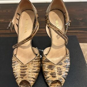 Prada Tejus Profili Snakeskin Heels 4” – EU 38 – Box & Dust Bag